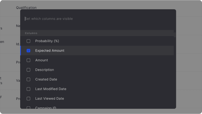 Column selection for Pipeline Review