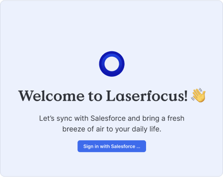 Laserfocus welcome screen