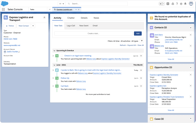 Account details in Salesforce